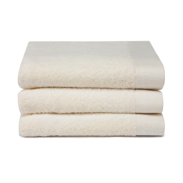 Zestaw 3 kremowych ręczników z bawełny organicznej Seahorse Pure, 60x110 cm