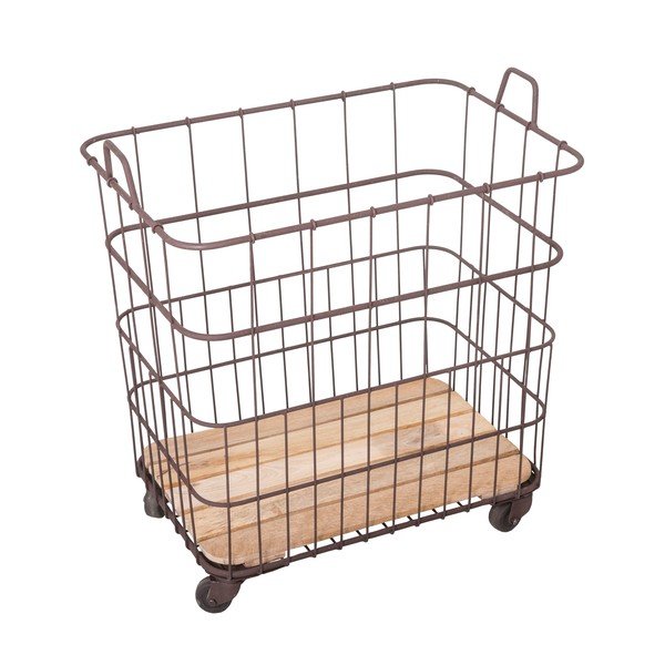 Metalowy koszyk z elementami z drewna mango Antic Line Panier, 58,5x40,5 cm