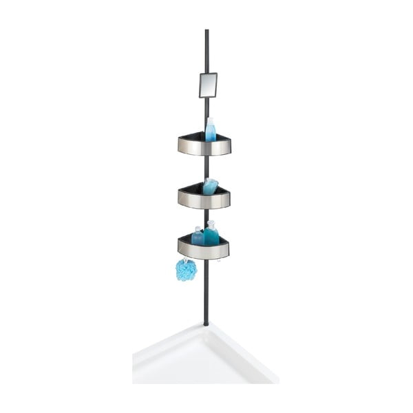 Teleskopowa narożna półka prysznicowa Wenko Prea Silver/Black, 27x20 cm-image-2