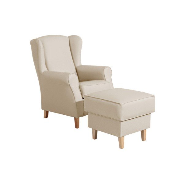Beżowy podnóżek Max Winzer Lorris Leather Beige-image-1