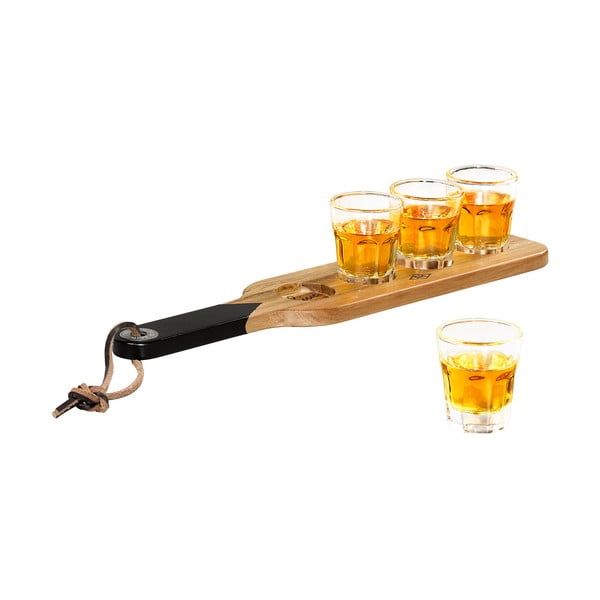 Drewniana deska do serwowania z 4 kieliszkami Gentlemen's Houseware-image-3