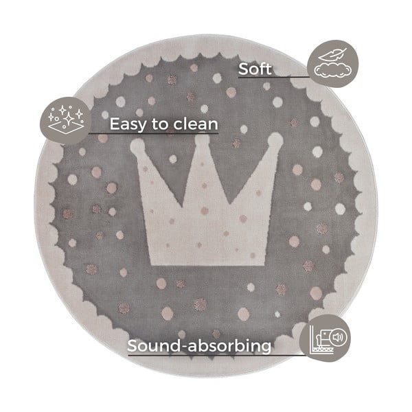 Szary dywan dziecięcy ø 100 cm Crown – Hanse Home-image-4