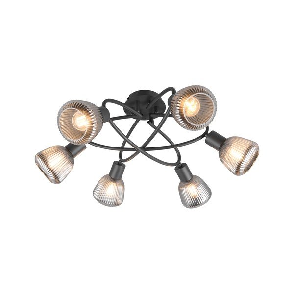 Czarna lampa sufitowa ze szklanym kloszem Tarifa – Trio-image-2