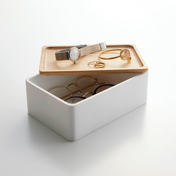 Biały pojemnik z pokrywką 18,5x12,5x7 cm Rin – YAMAZAKI-image-2