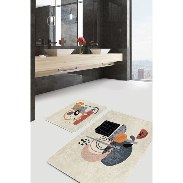 Beżowe aksamitne dywaniki łazienkowe zestaw 2 szt. 60x100 cm – Mila Home-image-2