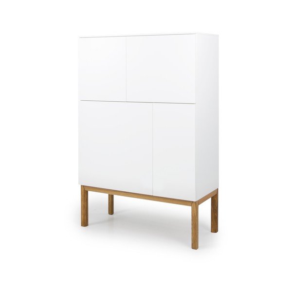 Biała 4-drzwiowa szafka z nogami z drewna dębowego Tenzo Patch, 92x138 cm-image-2