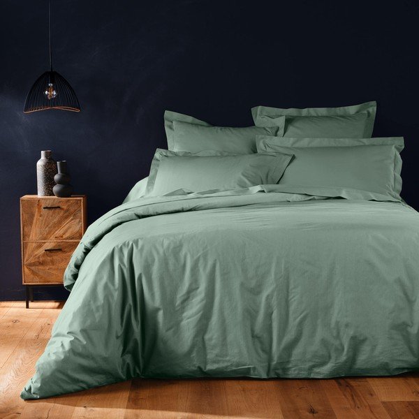 Zielona bawełniana poszwa na kołdrę dwuosobowa 240x220 cm Lina – douceur d'intérieur-image-1