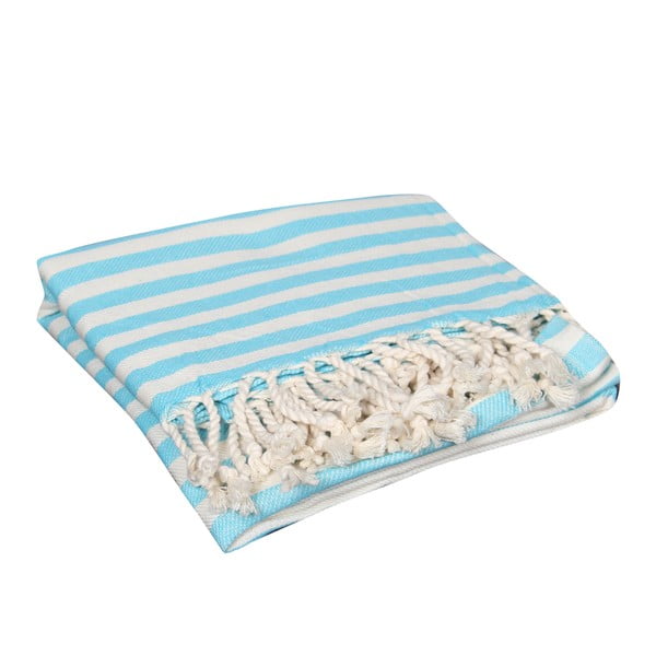 Turkusowy ręcznik hammam Akasya Aquamarine, 90x190 cm