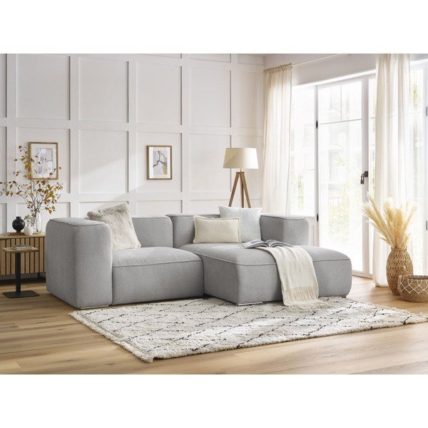 Jasnoszary narożnik z materiału bouclé (prawostronny) Zephyr – Bobochic Paris-image-1