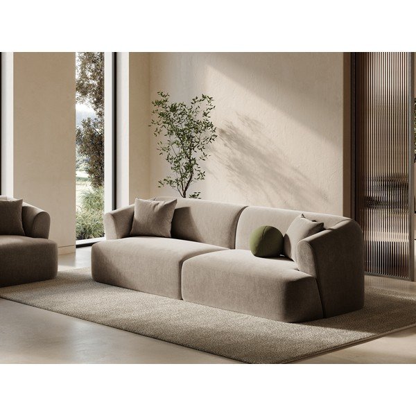 Jasnobrązowa aksamitna sofa 255 cm Campi – Cosmopolitan Design-image-1