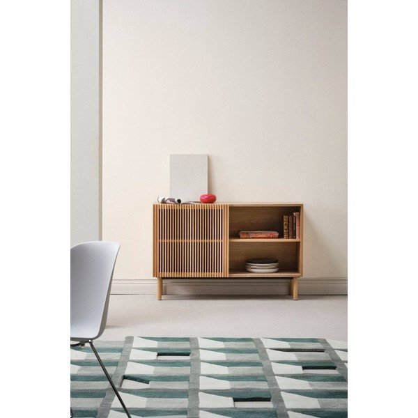 Szafka w dekorze jesionu z drzwiami przesuwnymi w naturalnym kolorze 124x80x45 cm Sion – Jotex-image-1