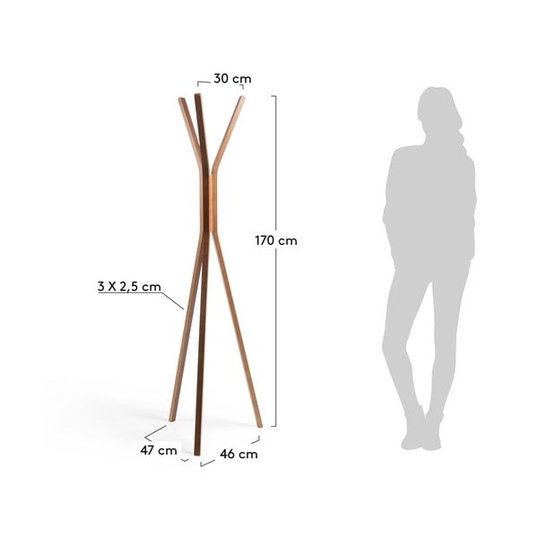 Brązowy wieszak w dekorze drewna orzechowego Kave Home Benzara-image-3