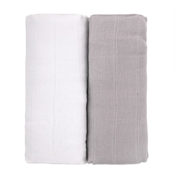 Zestaw 2 bawełnianych ręczników w białym i szarym kolorze T-TOMI Tetra, 90x100 cm