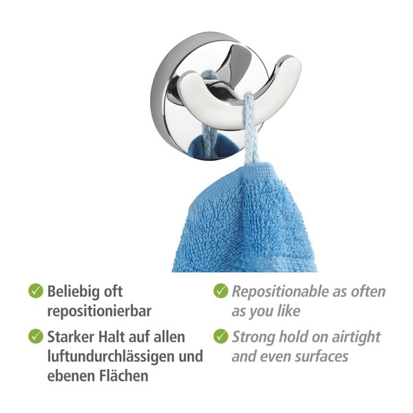 Haczyk z przyssawką Wenko Vacuum-Loc Capri Duo, do 33 kg-image-1