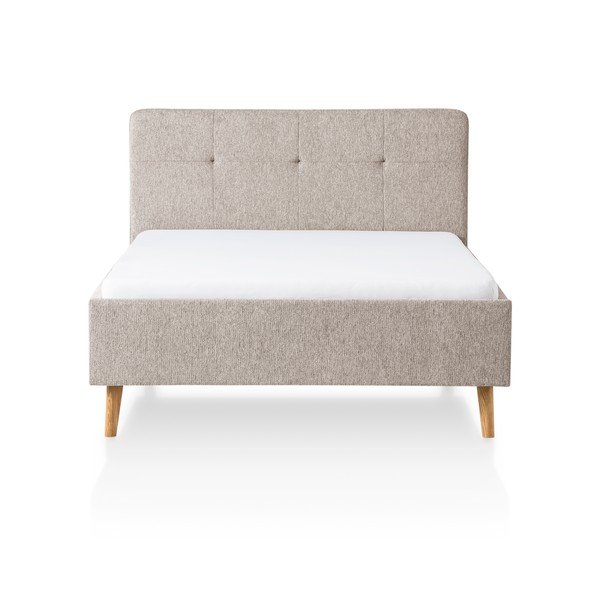 Szare/brązowe tapicerowane łóżko dwuosobowe bez stelaża 140x200 cm Smart – Meise Möbel-image-3