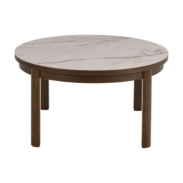 Beżowo-ciemnobrązowy okrągły stolik z ceramicznym blatem ø 90 cm Southampton – Actona-image-2