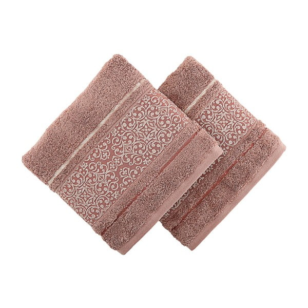 Zestaw 2 brązowych ręczników kąpielowych Ceramica, 150x100 cm