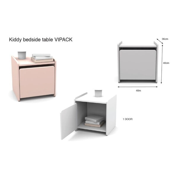 Szara szafka nocna Vipack Kiddy-image-3