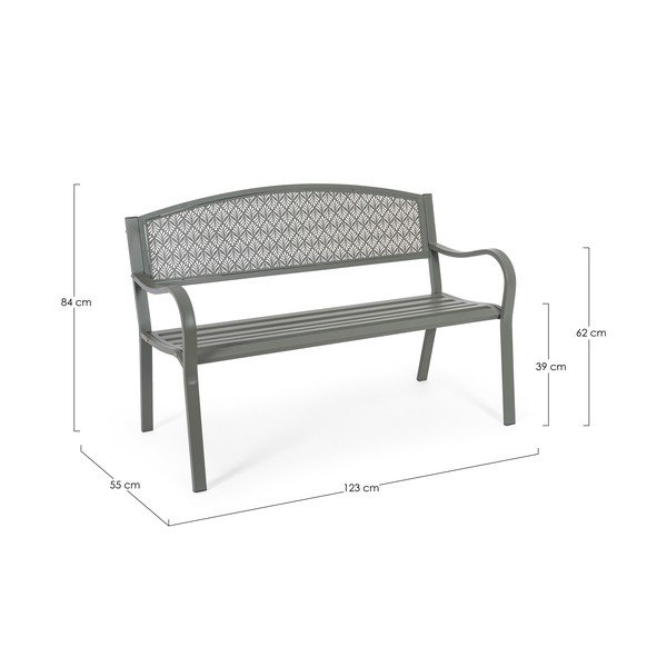 Metalowa ławka ogrodowa w kolorze khaki Lizette – Bizzotto-image-4