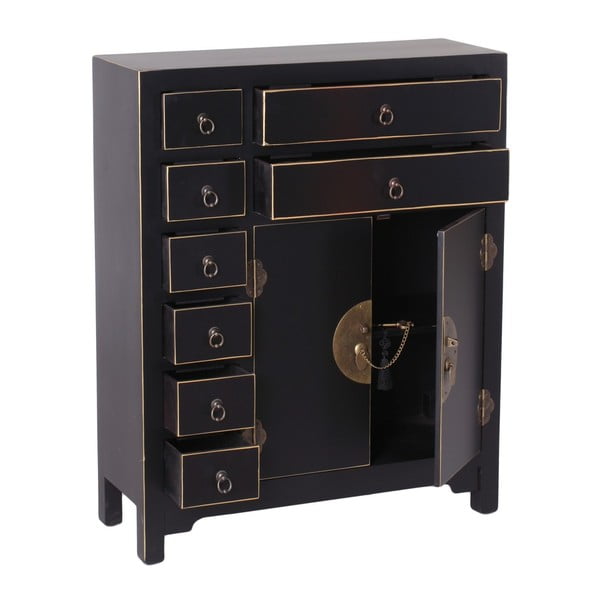 Czarna wysoka komoda 73x90 cm Oriente – Ixia-image-2