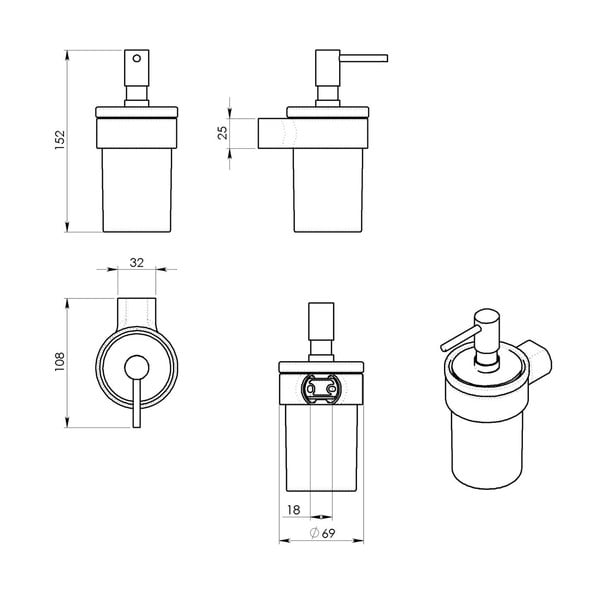 Biały/w kolorze złota ścienny szklany dozownik do mydła 110 ml Gedy Pirenei – Sapho-image-2