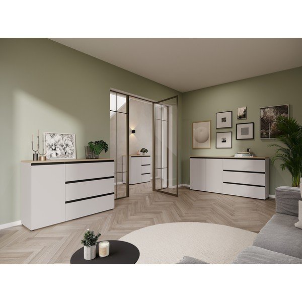 Szarobeżowa/w jasnym naturalnym kolorze komoda 135x91x41 cm Cormano – Germania-image-1
