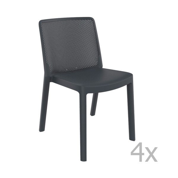 Zestaw 4 ciemnoszarych krzeseł ogrodowych Resol Fresh Garden