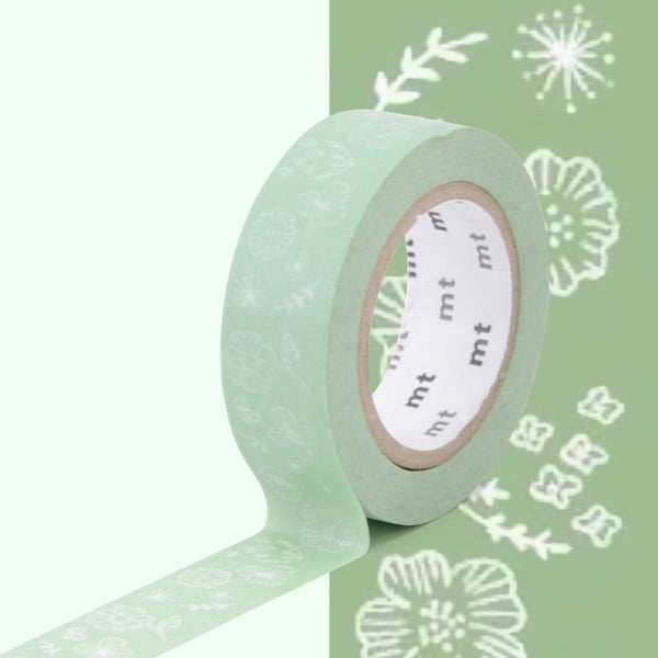 Zielona taśma dekoracyjna washi MT Masking Tape Wild Flower