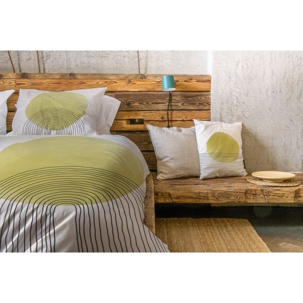 Beżowo-żółta pościel z satyny bawełnianej Butter Kings Rising Sun, 200x200 cm-image-1