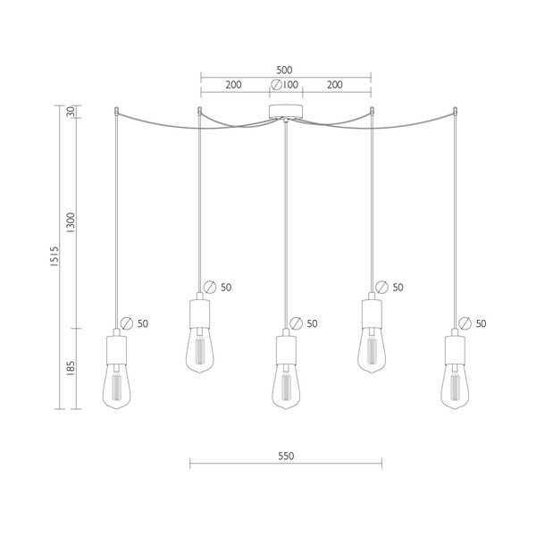 Czarna lampa wisząca z 5 żarówkami Bulb Attack Cero Basic Marine-image-3