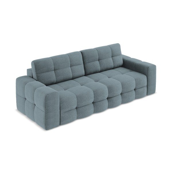 Niebieska rozkładana sofa z materiału bouclé 255 cm Milu – Makamii-image-2