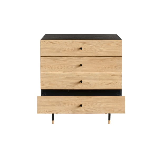 Czarno-naturalna wysoka komoda w dekorze dębu 80x87 cm Jugend – Woodman-image-3