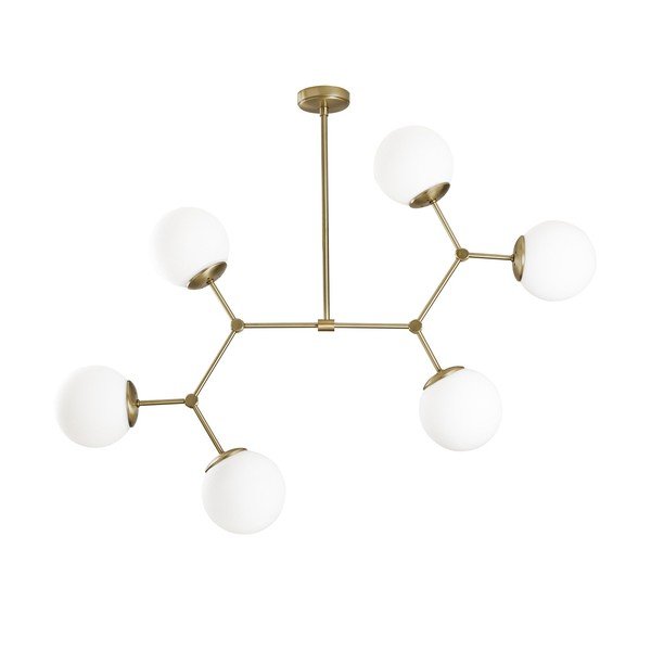 Biała/w kolorze mosiądzu lampa wisząca ze szklanym kloszem Damar – Opviq lights-image-2