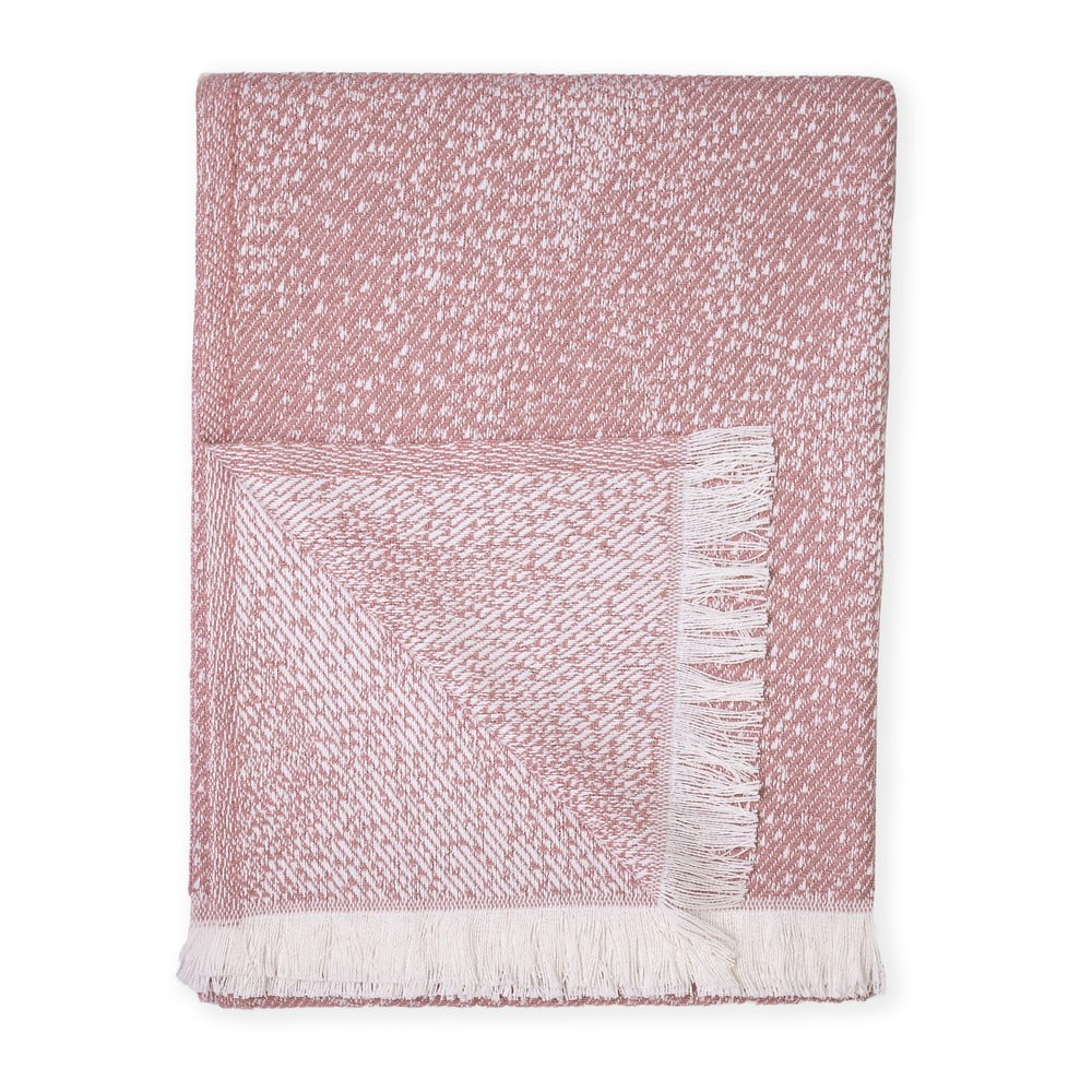 Różowy pled z domieszką bawełny Euromant Dotty Diamond, 140x180 cm