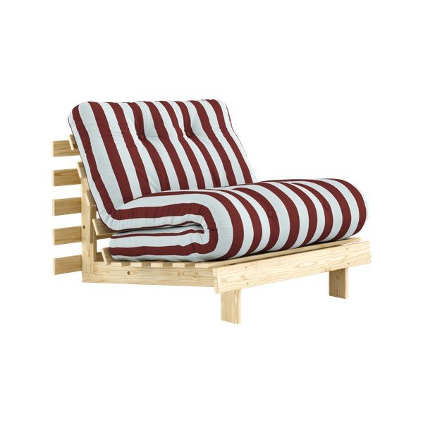 Bordowy/jasnoniebieski fotel futon/drewniany Roots – Karup