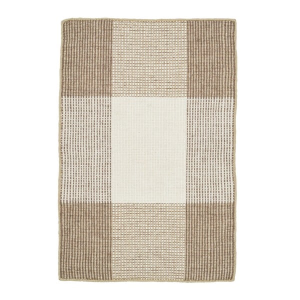 Beżowy dywan wełniany ręcznie tkany Linie Design Bologna, 50x80 cm