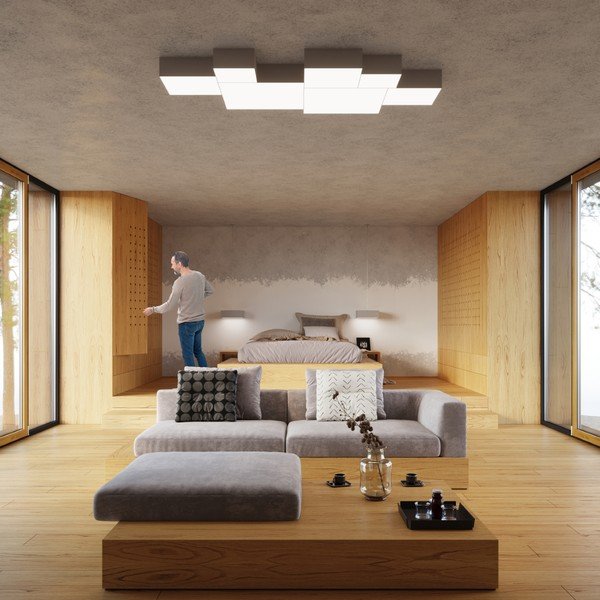 Szara lampa sufitowa 25x25 cm Mitra – Sollux-image-4