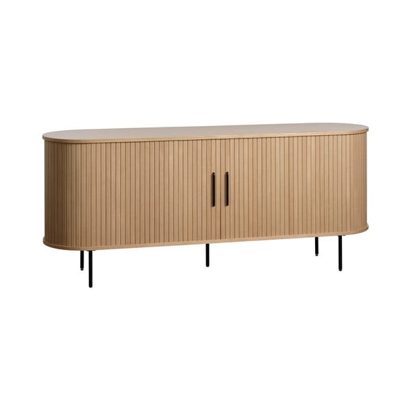 Niska komoda w dekorze dębu z drzwiami przesuwnymi 76x180 cm Nola – Unique Furniture-image-3
