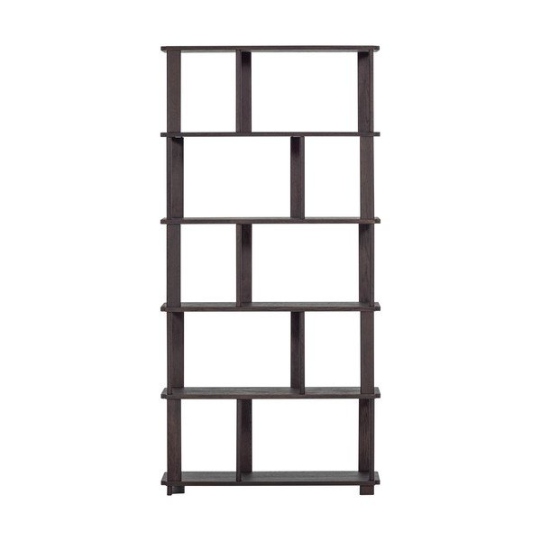 Ciemnobrązowy regał z litego drewna dębowego 90x186x30 cm Riss – WOOOD