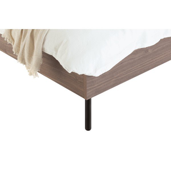 Tapicerowane/z płyty wiórowej łóżko dwuosobowe w dekorze orzecha ze stelażem 160x200 cm w ciemnym naturalnym kolorze Streiko – noo.ma-image-4