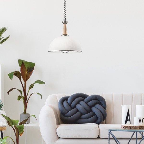 Lampa wisząca w srebrno-naturalnym kolorze ze szklanym kloszem ø 30 cm Ciara – LAMKUR-image-1
