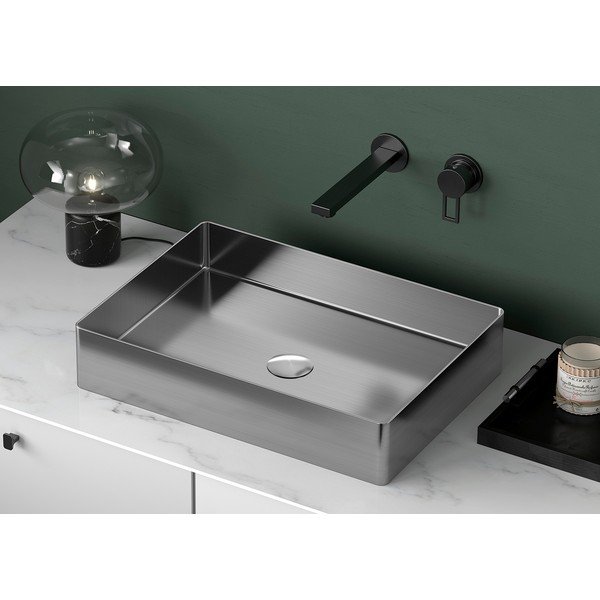 Umywalka ze stali nierdzewnej w kolorze srebra 50x35 cm Aurum – Sapho-image-1