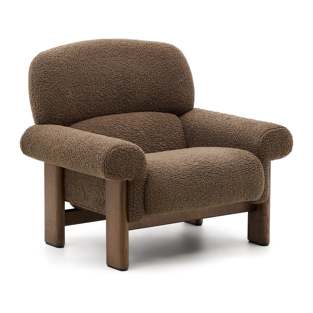 Brązowy fotel z materiału bouclé Nema – Kave Home