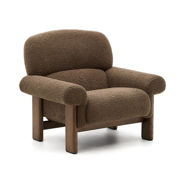 Brązowy fotel z materiału bouclé Nema – Kave Home