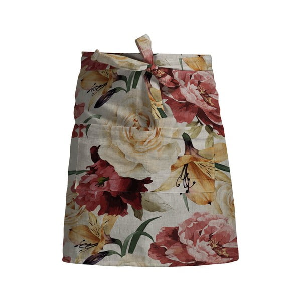 Fartuch kuchenny w kwiaty z domieszką lnu Really Nice Things Delantal Spring Flowers