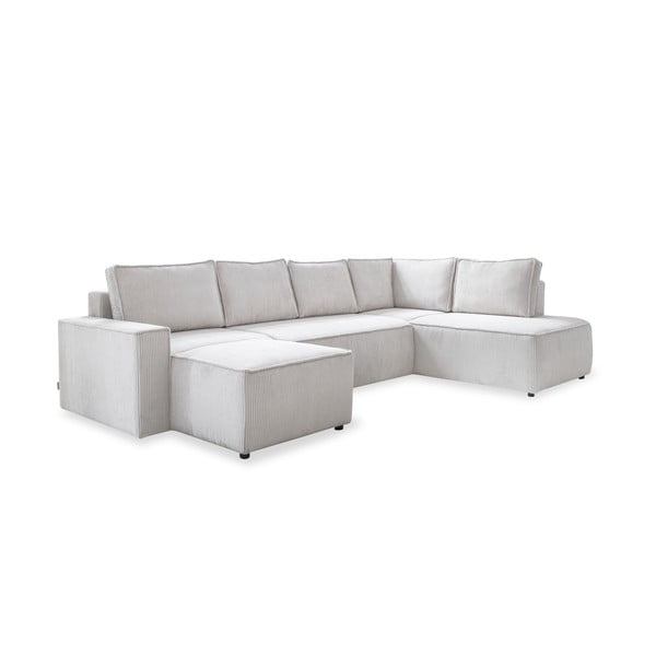 Biały sztruksowy rozkładany narożnik (prawostronny/w kształcie litery U) Brave Dave – Miuform