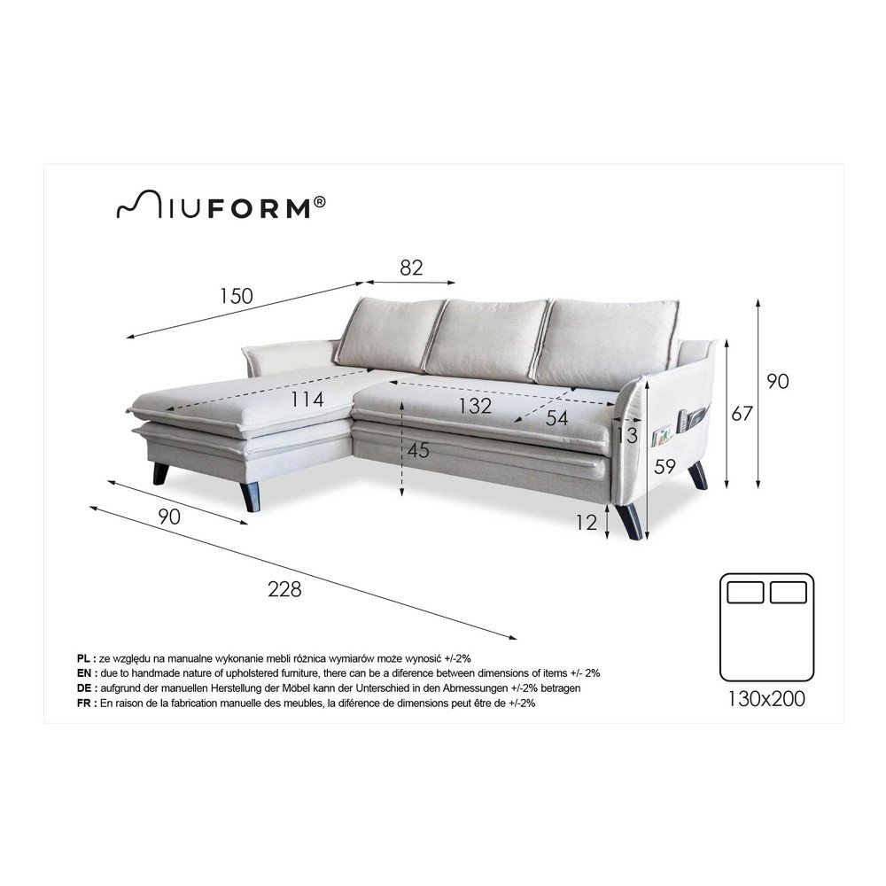 Szarobeżowy rozkładany/ze schowkiem narożnik (lewostronny/z szezlongiem) Charming Charlie – Miuform (zdjęcie 5)