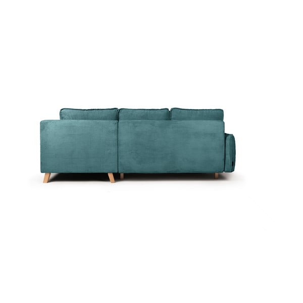 Turkusowy sztruksowy rozkładany narożnik (prawostronny) Tori – Bonami Selection-image-4