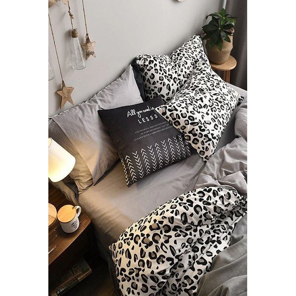 Biało-szara bawełniana pościel dwuosobowa z prześcieradłem 200x220 cm – Mila Home-image-3