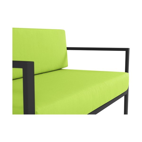 Limonkowozielona 2-osobowa sofa ogrodowa w czarnej ramie Calme Jardin Nicea-image-4